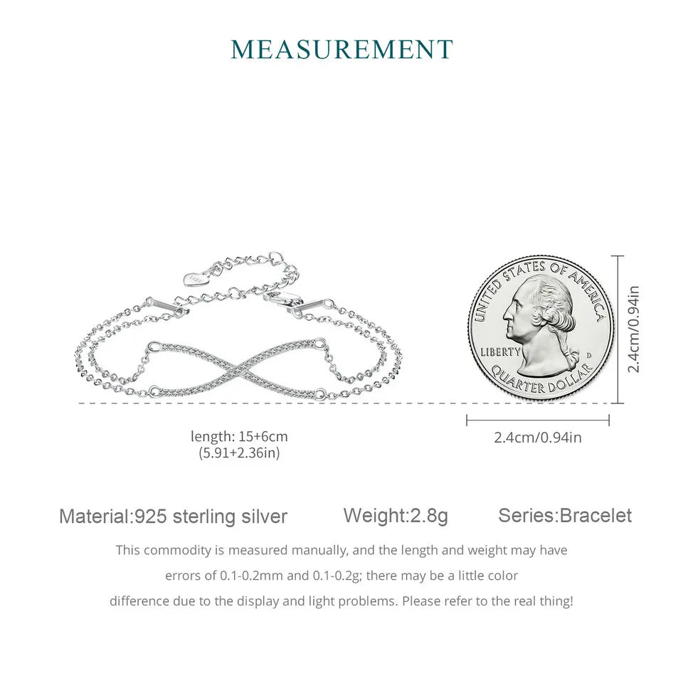 BISAER Bracelet en argent sterling 925 avec croix en X réglable à double couche plaqué or blanc pour femme, bijoux fins de fête, cadeau