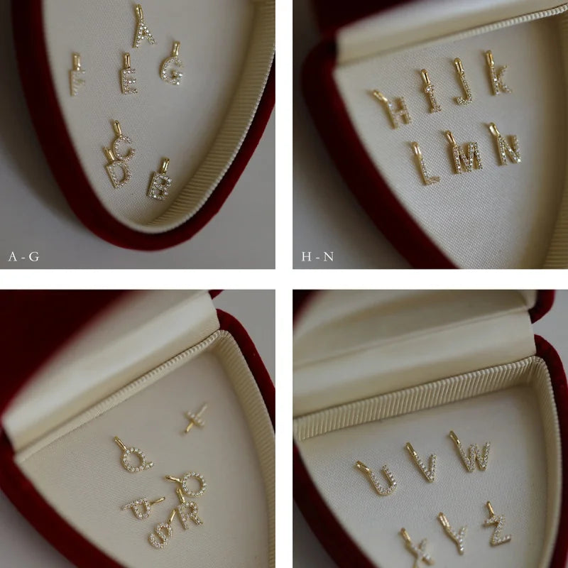 925 Sterling Silver Sparkling Zircon 26 Letter DIY Pendant Necklace For Women Fashionable Exquisite Accessory Jewelry