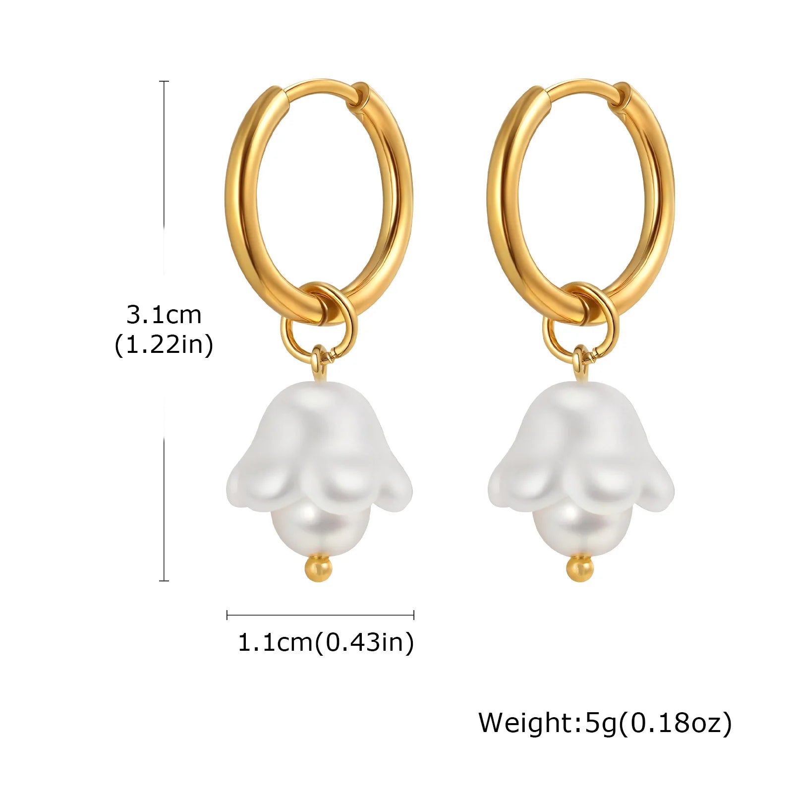 Vnox Charm Geometry Pearl Orchid Drop Earrings For Women Stainless Steel Hoop Classic Ear Jewelry  Wedding Party Gift Earring