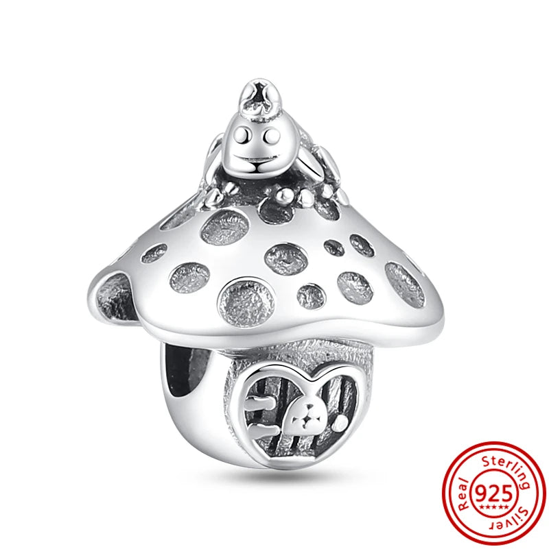 Authentic 100% 925 Sterling Silver Fit Original Pantaro Charms Bracelet Heart Round Style Simple Beads Women DIY Jewelry Making