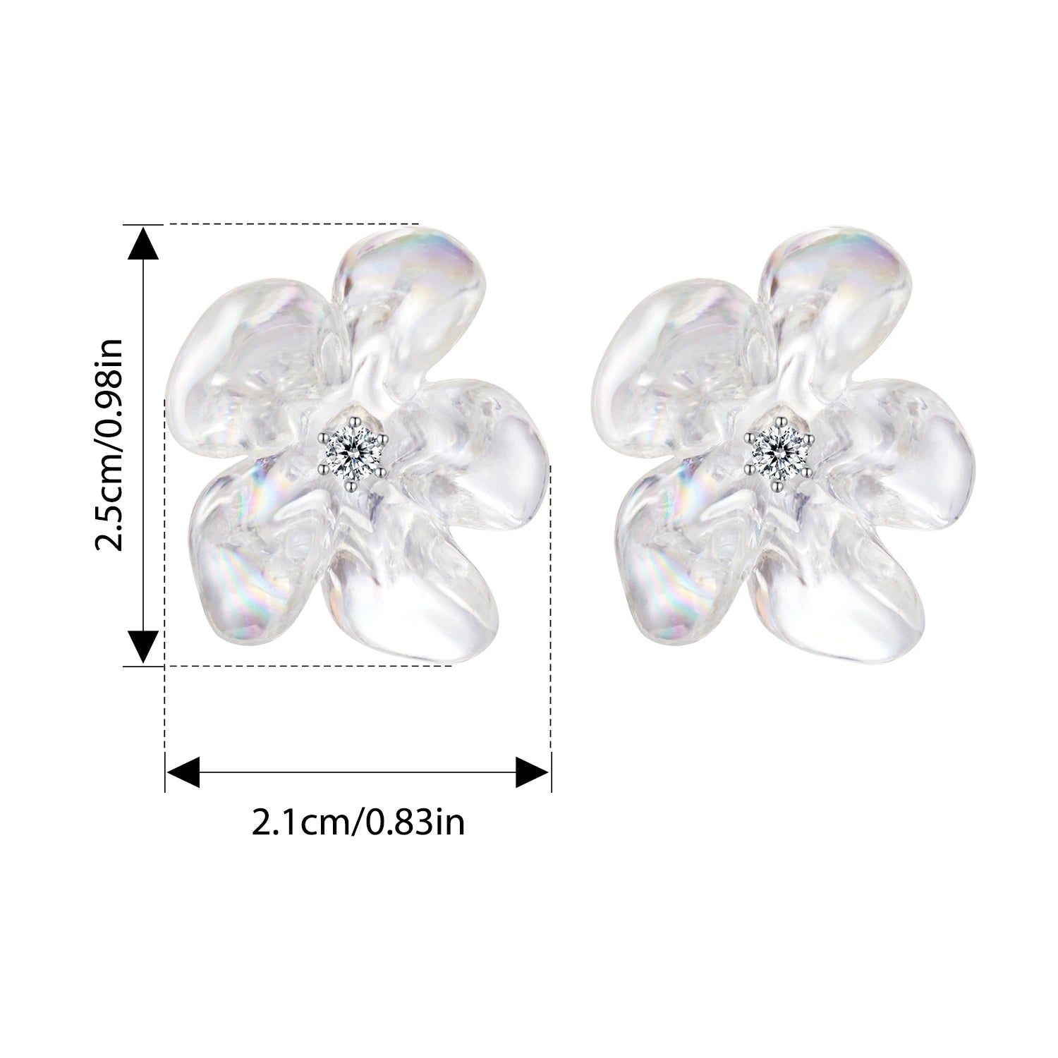 BISAER 925 Sterling Silver Fresh Flower Stud Earring Blooming Purity Flowers Stud Ear Plated White Gold For Party Fine Jewelry