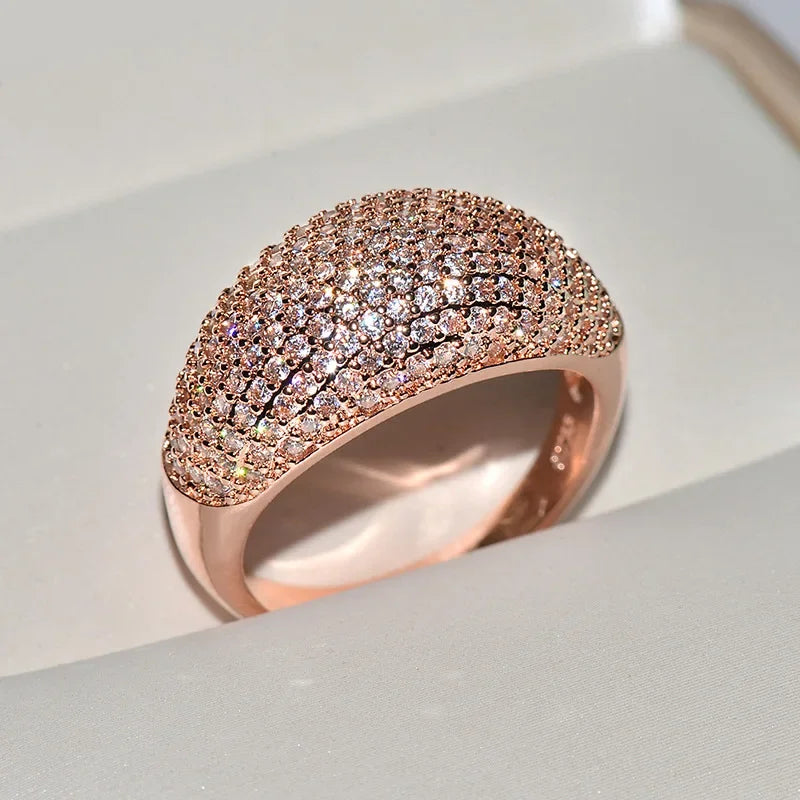 Real 18k Gold Rings for Women Luxury Full Diamond Fine Jewelry Wedding Anniversary Party for Girlfriend&Wife Gift Bijoux Femme - Madeinsea©