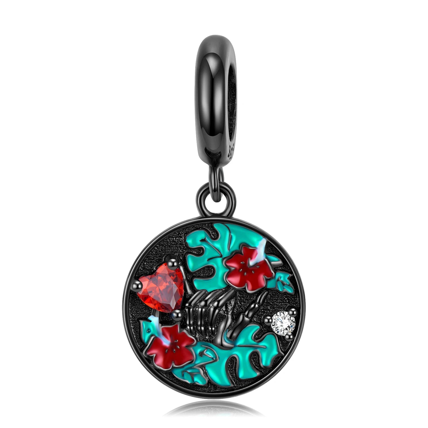 925 Sterling Silver Black Heart Left Right Face Butterfly Octopus Skull Halloween Beads for Charms Bracelet Pendant Diy Bracelet