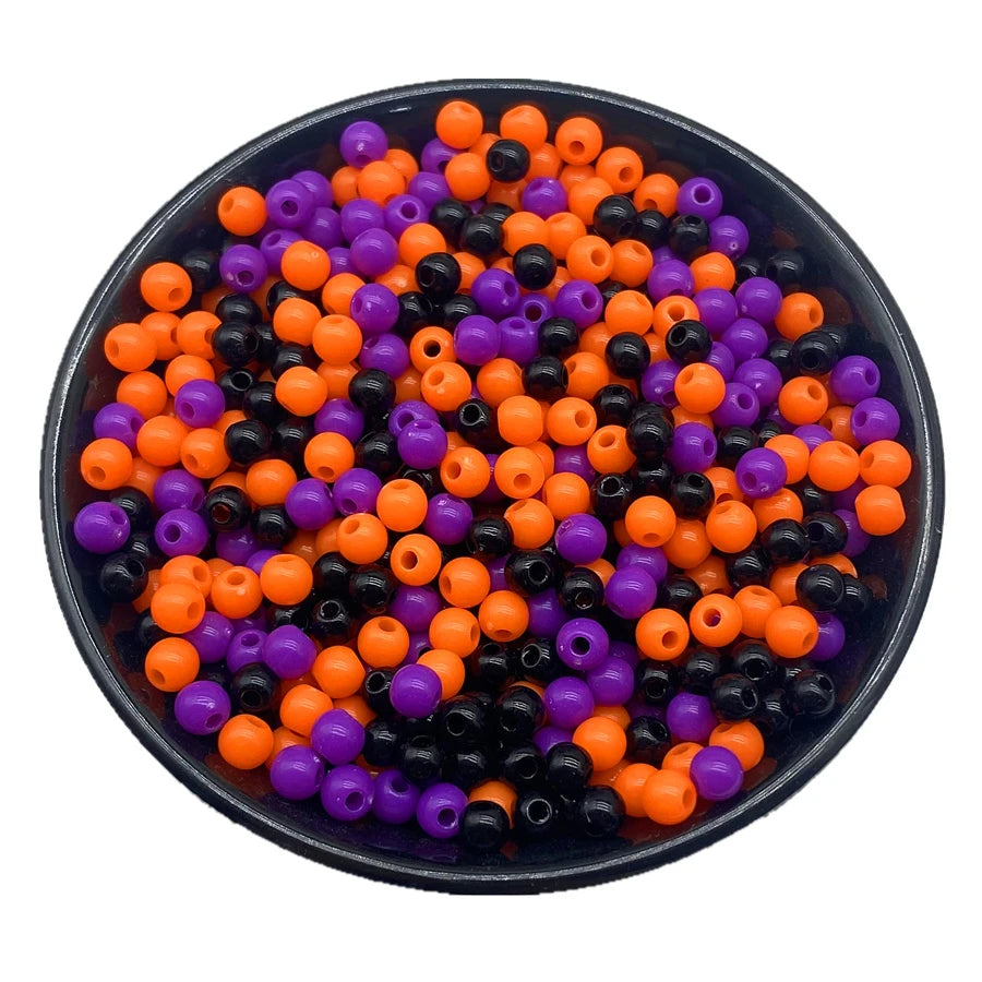 4/6/8/10mm Halloween Color Series Acrylic Round Beads For DIY Necklace Bracelet Earrings Handicraft Pendant Jewelry Making