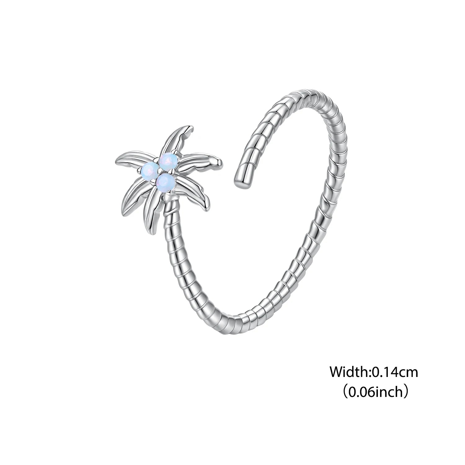 BISAER 925 Sterling Silver Ocean Animal Open Ring Starfish Pearl Conch Turtle Pearl Band for Women Party Jewelry Holiday Gift