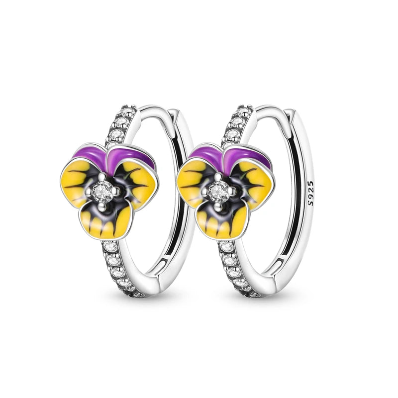 Springtime Earrings For Women 925 Silver Plated Double Hoop Butterfly Bees Ladybird Insect Earrings Party Jewelry Birthday Gifts