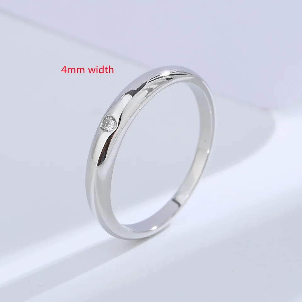 Buyee 925 Sterling Silber Dünner Ring Fingerring Hellweißer Zirkonia Ring Für Frau Mann Mode Hochzeit Edler Schmuck Kreis mit Box
