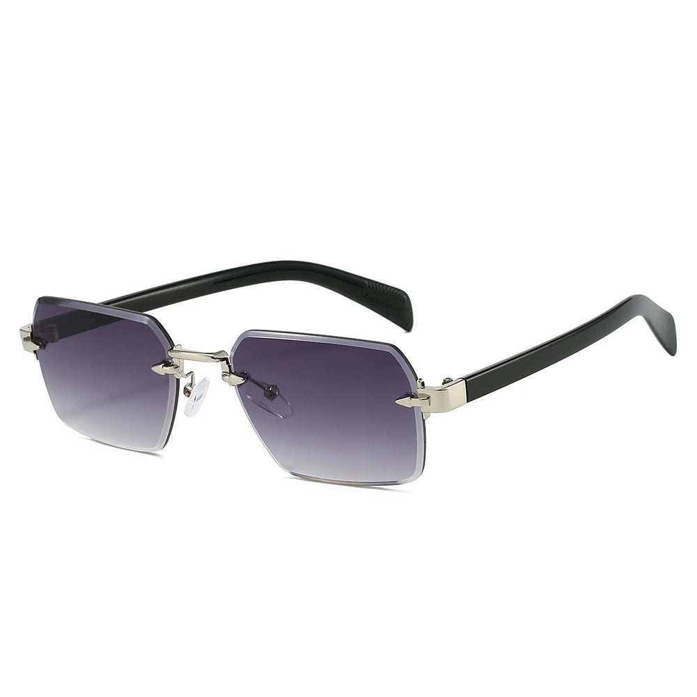 Luxury Square Sunglasses Men Retro Brand Designer Fashion Rimless Sun Glasses Shades Cutting Lens Ladies Frameless Eyeglasses