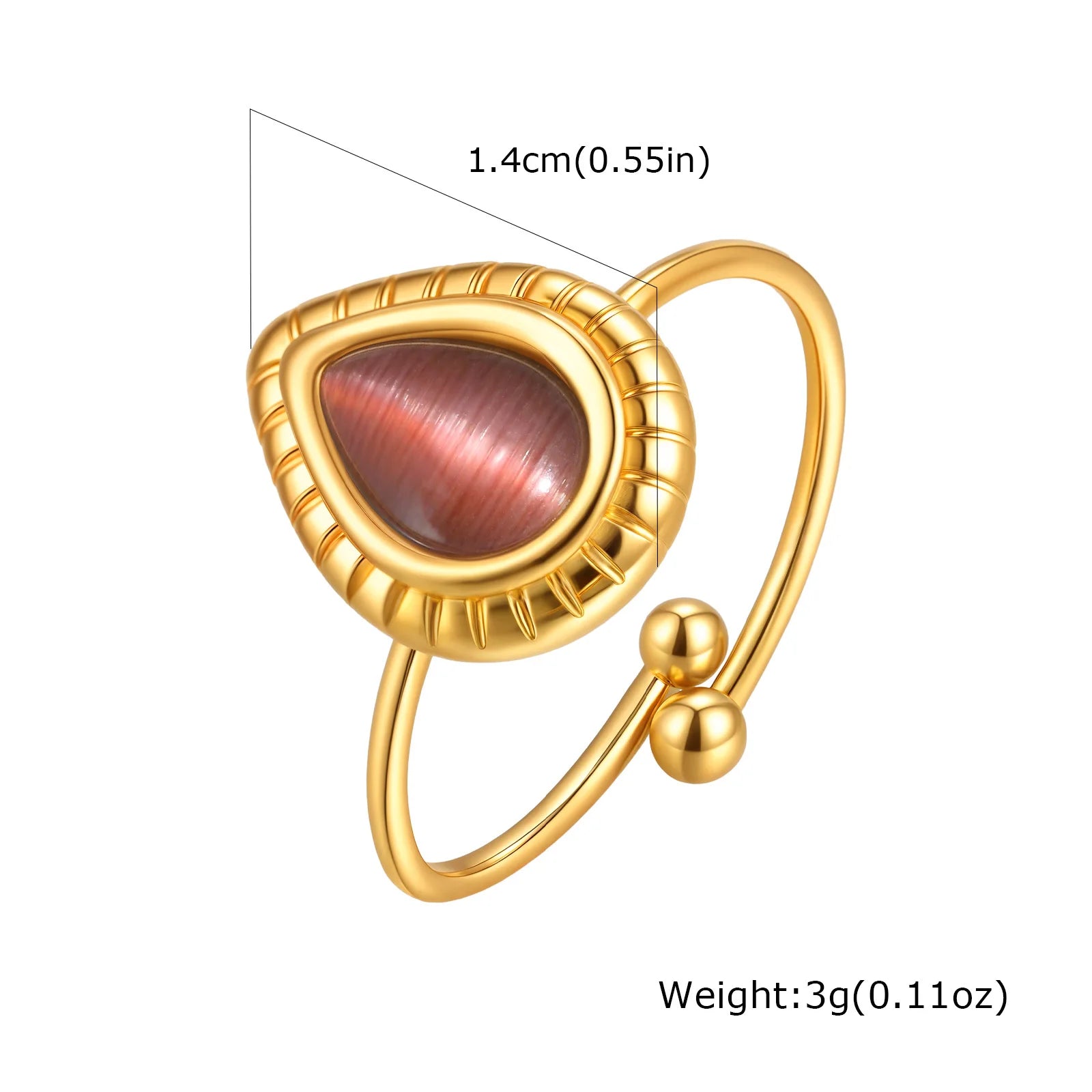 Vnox Dainty Water Droplets Opal Rings For Women Stainless Steel Colored Stone Aesthetic Open Rings Waterproof Finger Jewelry
