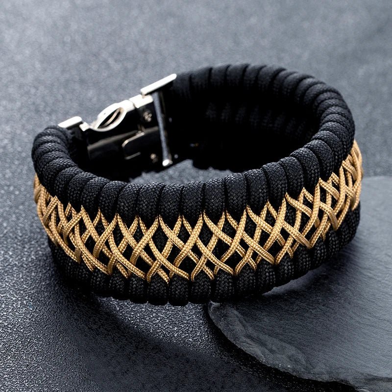 MKENDN Width Handmade Paracord Survival Bracelet Metal Buckle Outdoor Camping Rescue Emergency Rope Bracelet For Men Women Gifts