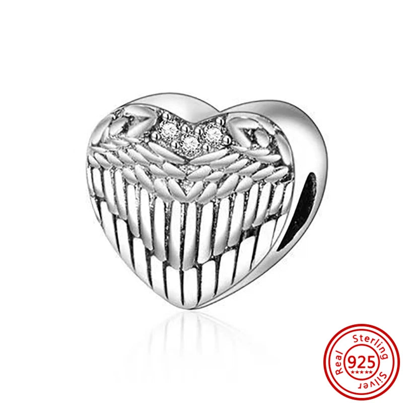 Authentic 100% 925 Sterling Silver Fit Original Pantaro Charms Bracelet Heart Round Style Simple Beads Women DIY Jewelry Making