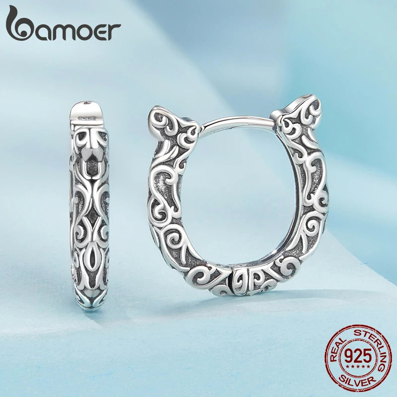BAMOER Solid 925 Sterling Silver Lucky Horseshoe Hoop Earrings Huggie for Women Teens Fashion Hoop Earrings Cartilage Earrings