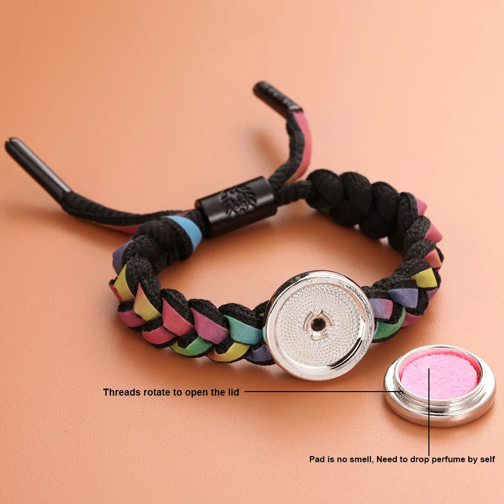 Colorful Braided Leather Aromatherapy Bracelet Bangle Tree of Life Essential Oil Diffuser Perfume Locket Bracelet Aroma Jewelry