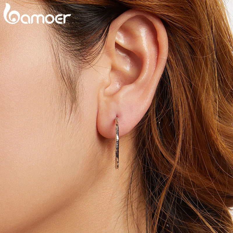 BAMOER 925 Sterling Silber Creolen für Damen, leichte, große Creolen, hypoallergen, trendige Eiswürfel-Creolen