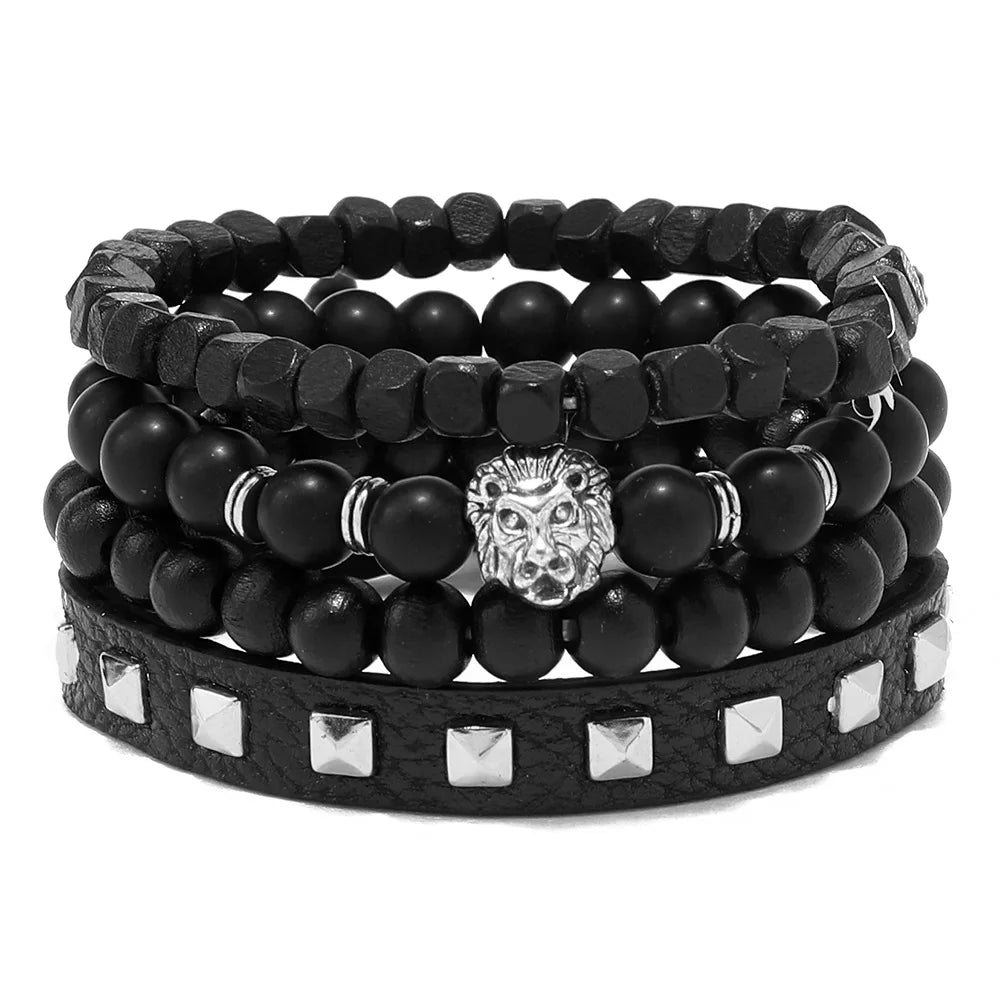 Wholesale Best-selling Multi-layer Buddha Bead Beaded Bracelets Men's Retro Style Multi-layer Elastic Thread Adjustable Wooden