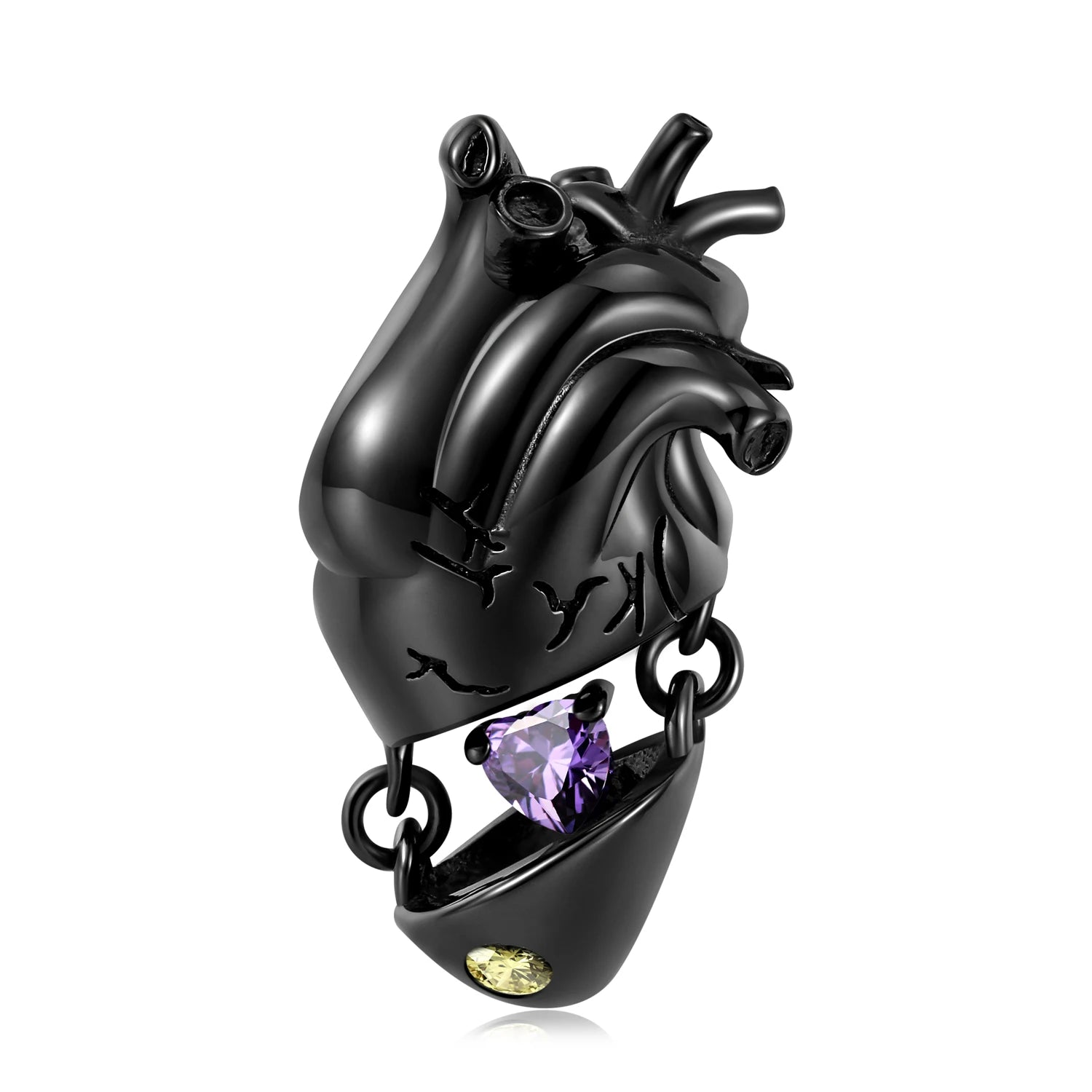 925 Sterling Silver Black Heart Left Right Face Butterfly Octopus Skull Halloween Beads for Charms Bracelet Pendant Diy Bracelet