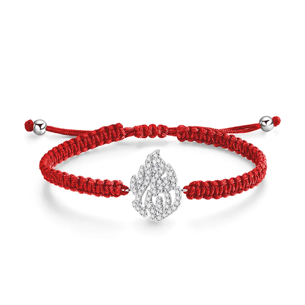 Serenity Fine Braided-rope Moissanite Bracelet Women Men 100% S925 Sterling Silver Fire Shape Bracelet Adjustable Chain Jewelry - Madeinsea©