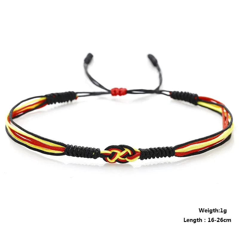Stylish Handmade National Flag Color Bracelet Unisex Good Luck Weaven String Braslet Adjustable National Day Braclet Pulseria