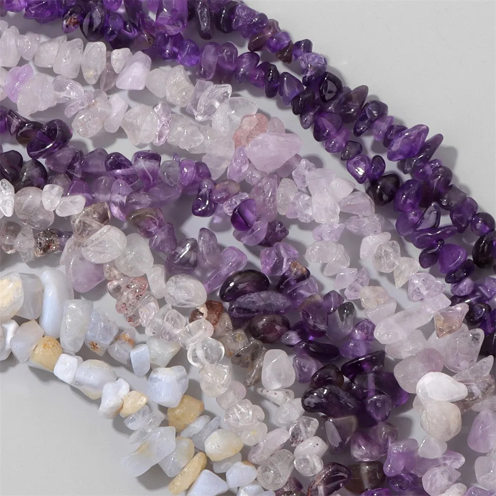 Natural Purple Stone Gravel 5-8MM Irregular Shape fluorite Amethyst Jade Loose Spacer Chips For Jewelry Making Necklace Bracelet