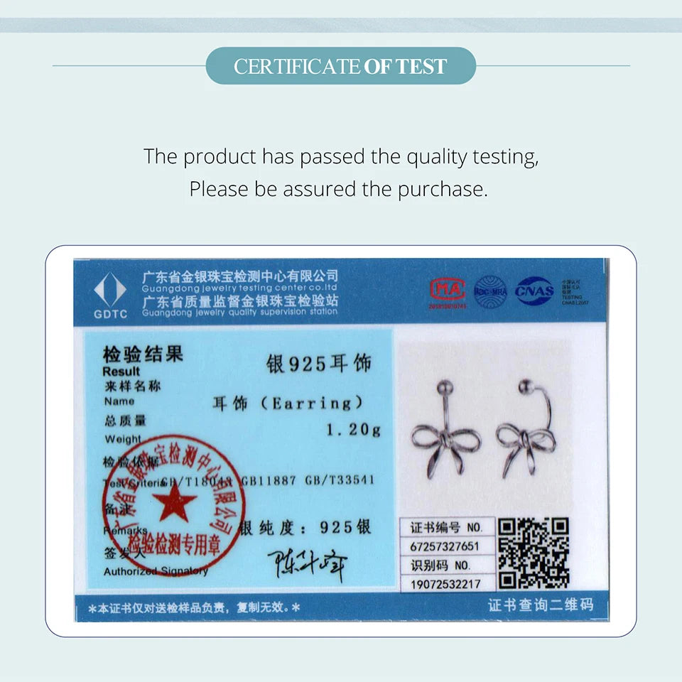 BISAER 925 Sterling Silver Bowknot Stud Earrings,Lightweight Hypoallergenic Plated White Gold for Women Party Fine Jewelry Gift