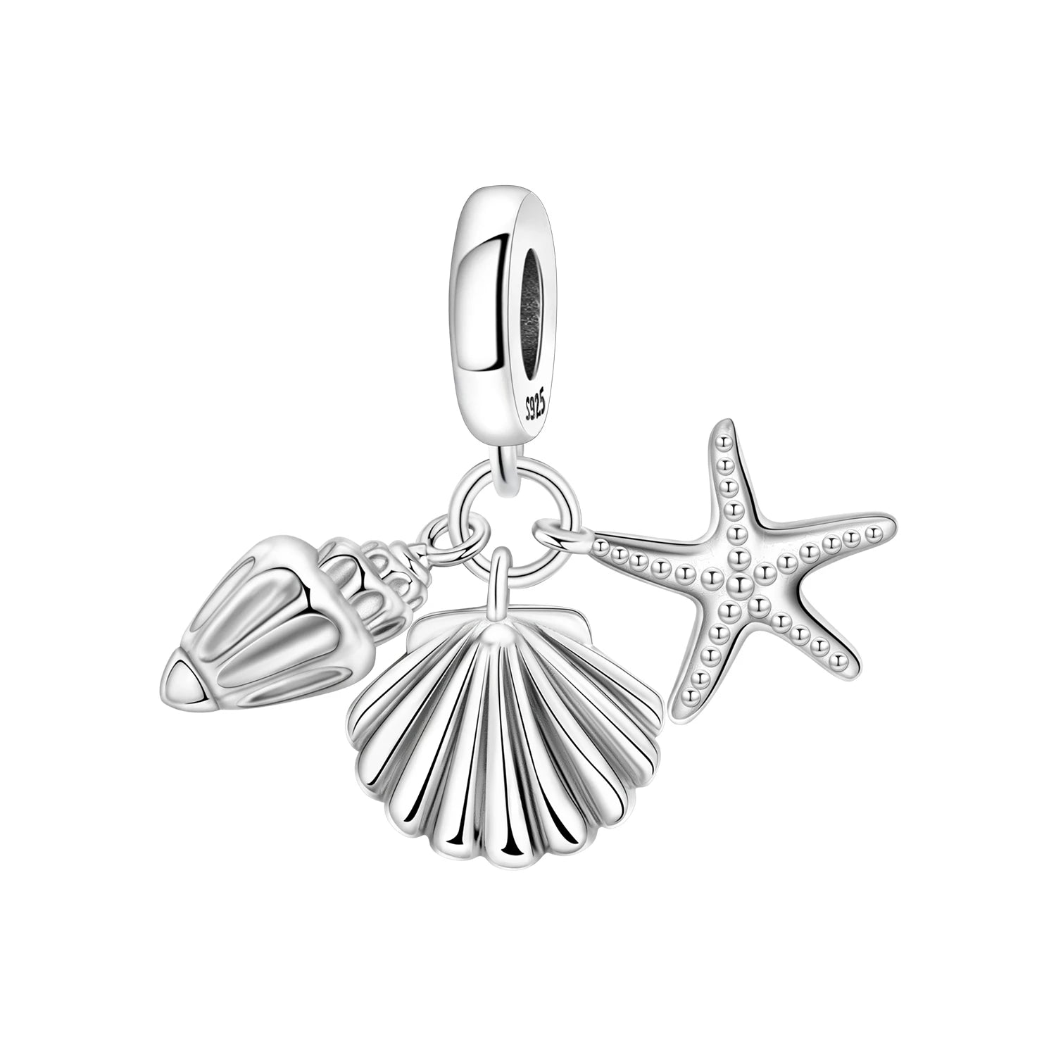 PANPOKI 925 Sterling Silver Sea Star Jellyfish Devil Fish Pendant Beads Original Pendants Bracelet Charm Jewelry Party DIY Gift