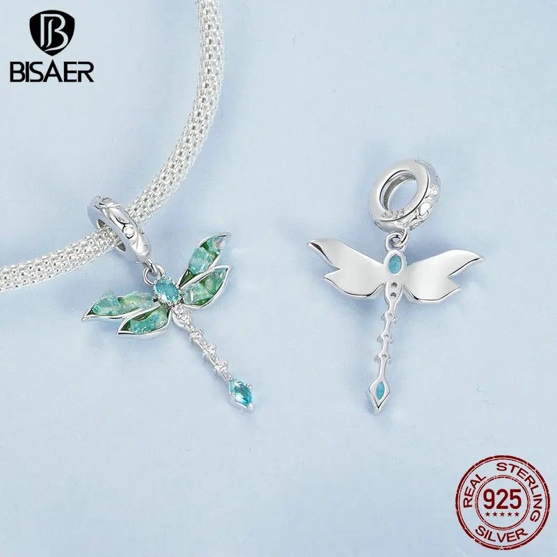 BISAER 925 Sterling Silver Oasis Butterfly Unicorn Ladybug Charms Perles Colibri Pendentif pour Femmes DIY Bracelets Fine Jewelry