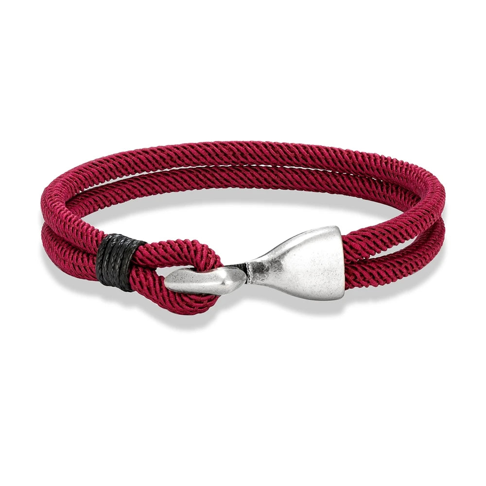 MKENDN Retro Men Anchor Hook Double Strand Rope Bracelet Wristband Fashion Nautical Rope Bracelets For Women Handmade Gifts