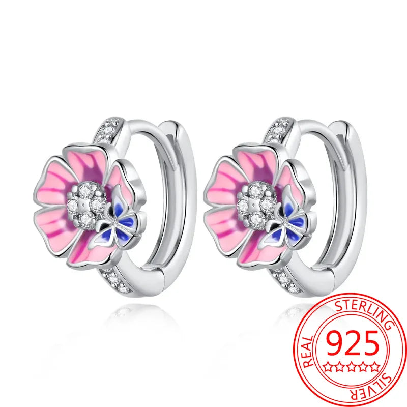 Hot Sale Bee Earrings For Girl Lovely Yellow Black Dancing Bee Happy S925 Hoop Earrings Birthday Gift Silver Jewelry