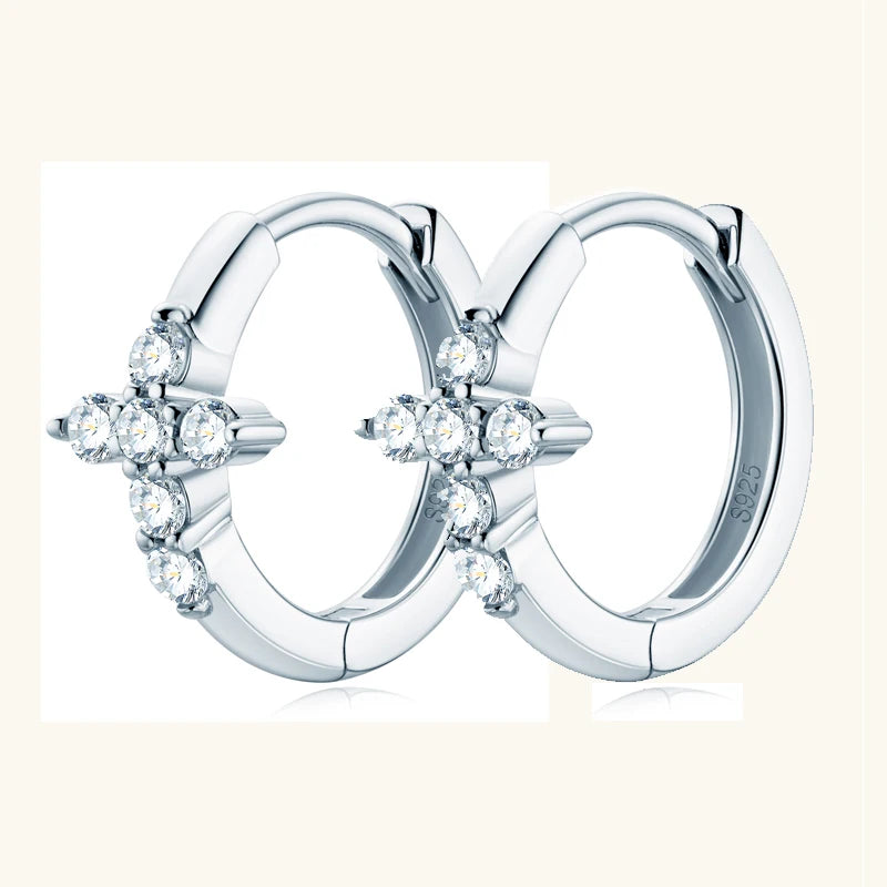 OXTAO Hoop Earrings 100% 925 Silver D Color 2.0mm Moissanite Ladies Fashion Cross Earring Wedding Jewelry Gift GRA Certificated