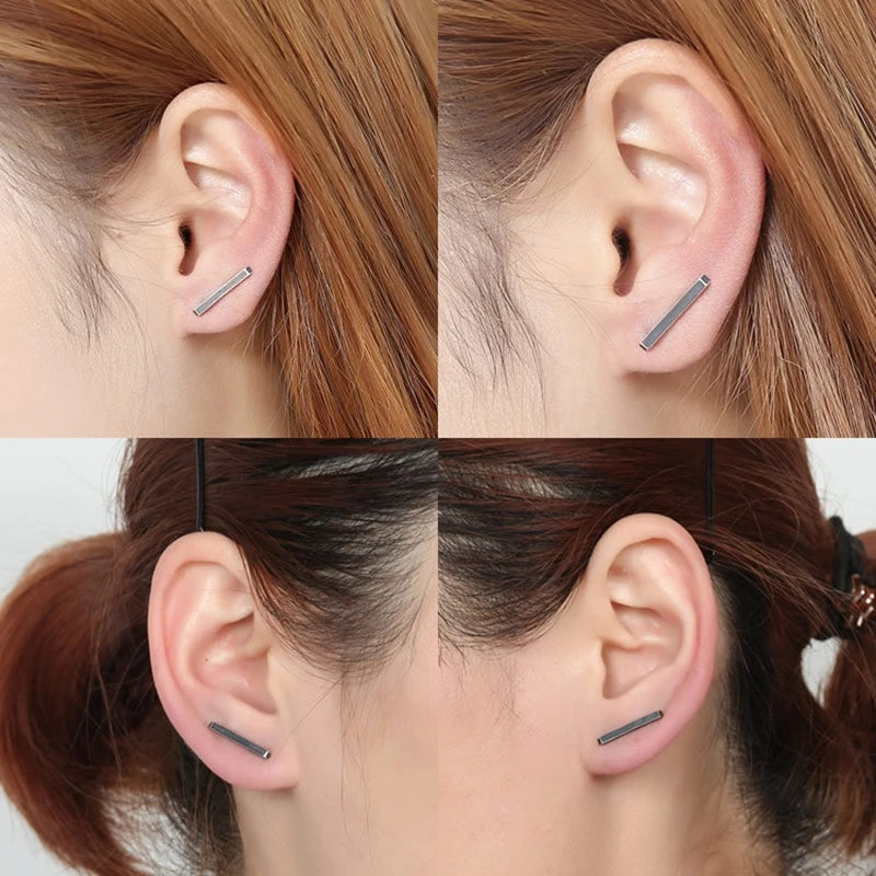 MKENDN Real 925 Sterling Silver Retro Clip Earrings For Fashion Women Party Fine Jewelry Minimalist Punk Accessories Gift