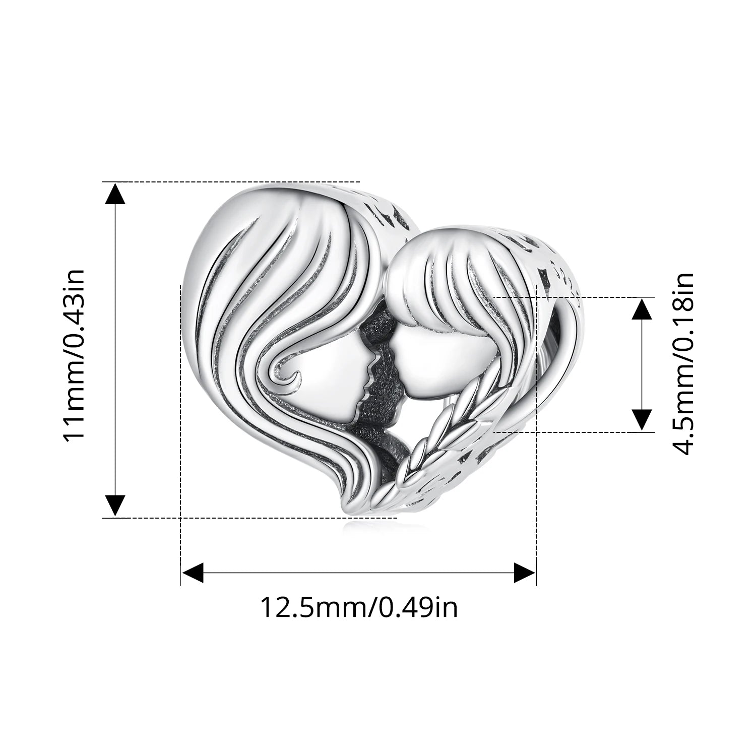 BISAER 925 Sterling Silver Heart Family Charm Angel Mother Child Hug Love Bead For Women Mother's Day DIY Bracelet Fine Jewelry