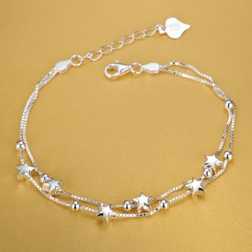 Noble 925 Sterling Silver Square Solid Chain Bracelet for Women Men Charm Party Gift Wedding Fashion Jewelry - Madeinsea©