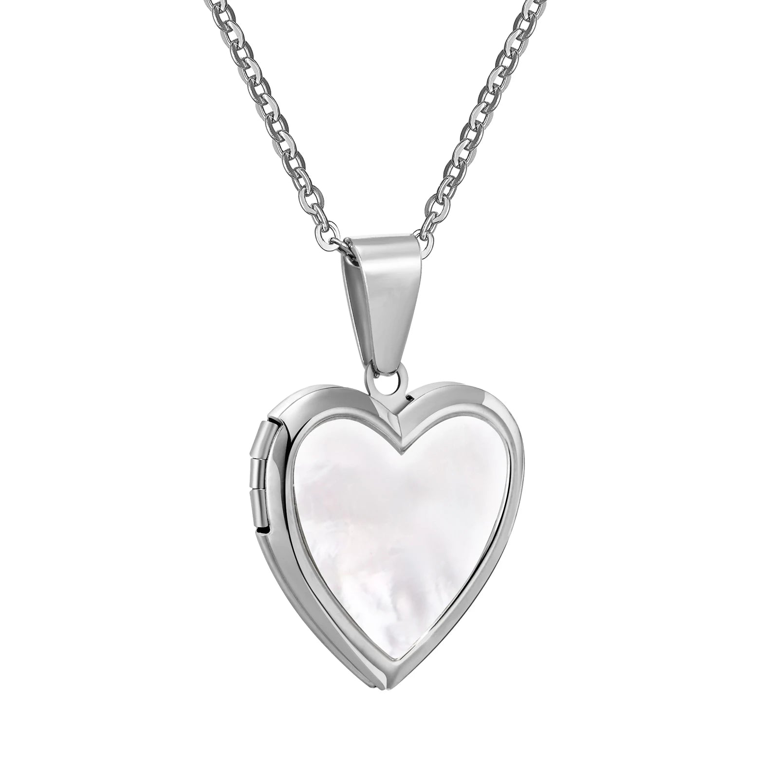 Vnox Women Locket Necklaces, Openable Heart Pendants, Stainless Steel Shell Photo Frame Necklace
