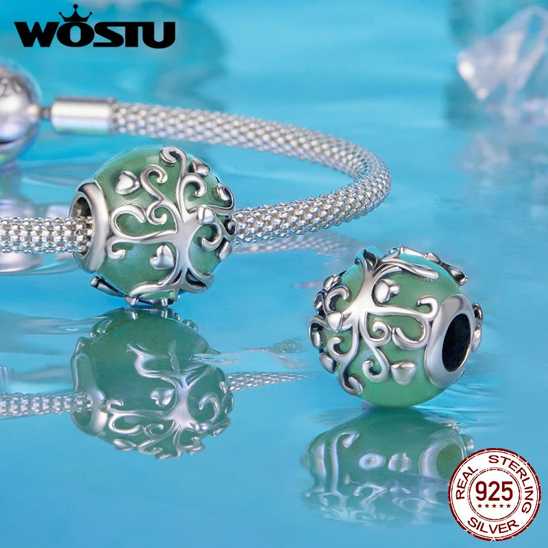 WOSTU 925 Sterling Silver Lucky Amazonite Pendant Starry Amethyst Energy Charm Original for Women Birthday Daily Fine Jewelry