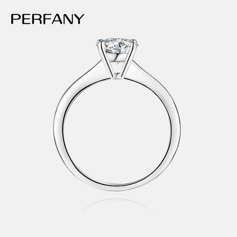 PERFANY 0.5/1/2CT Moissanite Women's Engagement Ring S925 Pure Silver Classic Four Claw GRA Certified Diamond Wedding Jewelry - Madeinsea©