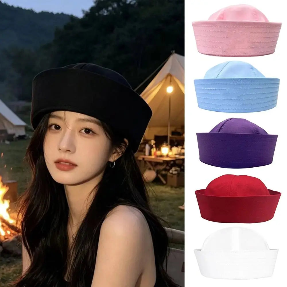 New Cotton Sailor Hat Soft Solid Color Beret Brimless Marine Cap Party