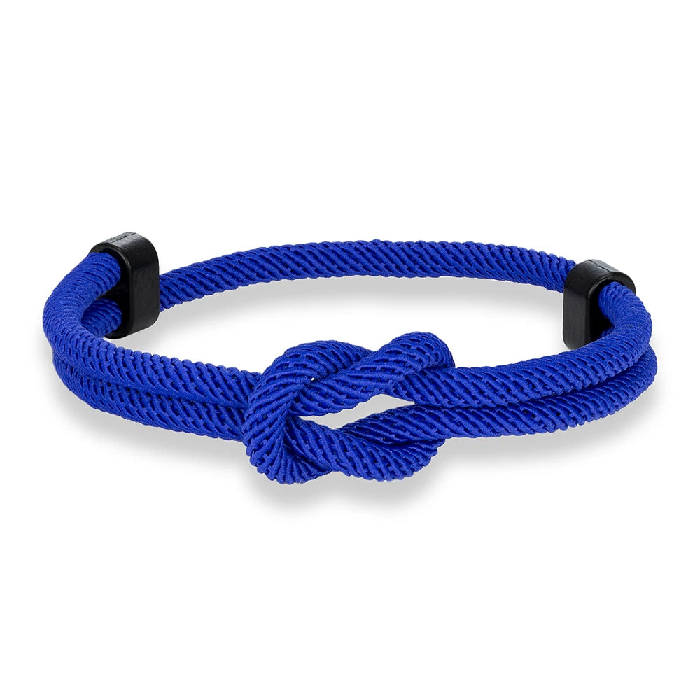 MKENDN Schwarzes Metallarmband mit quadratischem Knoten, handgefertigt, verstellbar, für Damen und Herren, Schmuckgeschenk für Paare