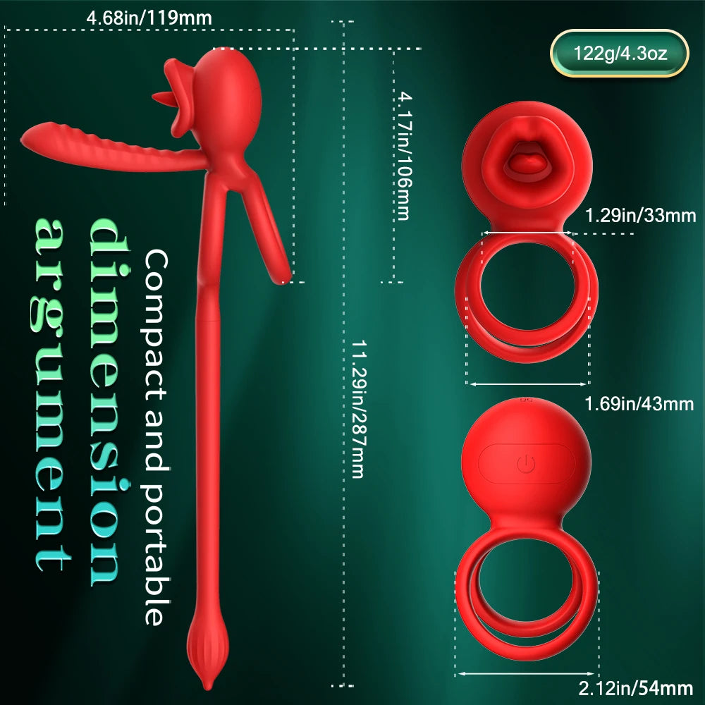 APP Vibrating Cock Ring Sleeve Rose Clitoral Vibrators Tongue Clit Stimulator Anal Plug Prostate Massager Sex Toys for Men Women