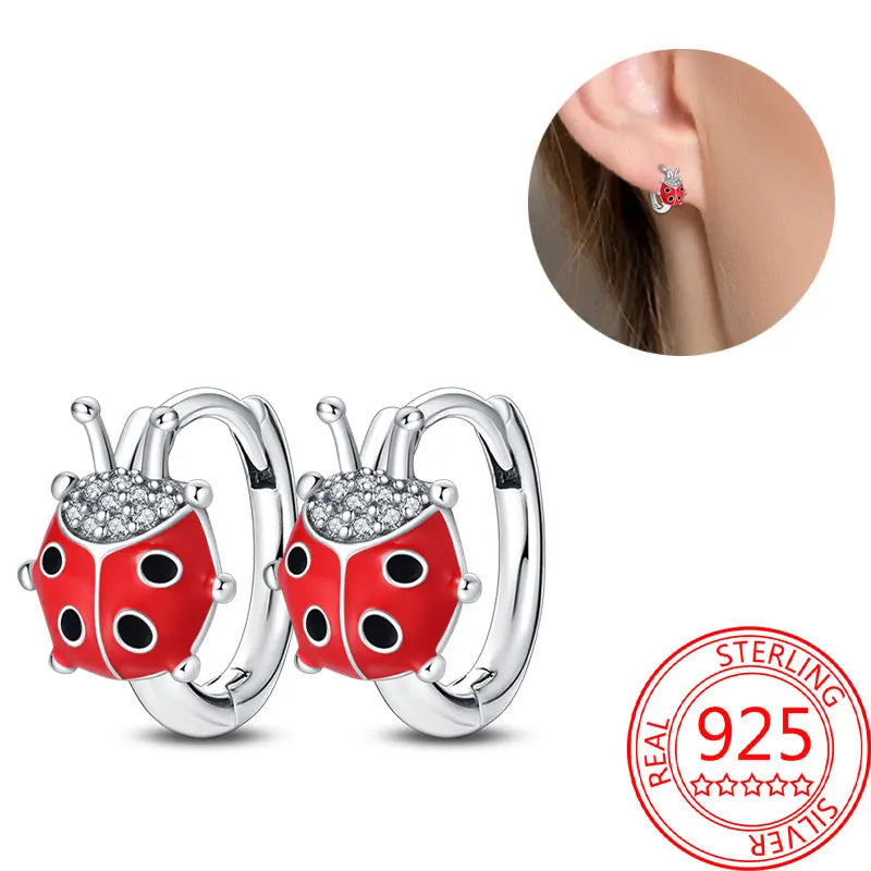 Hot Sale Bee Earrings For Girl Lovely Yellow Black Dancing Bee Happy S925 Hoop Earrings Birthday Gift Silver Jewelry