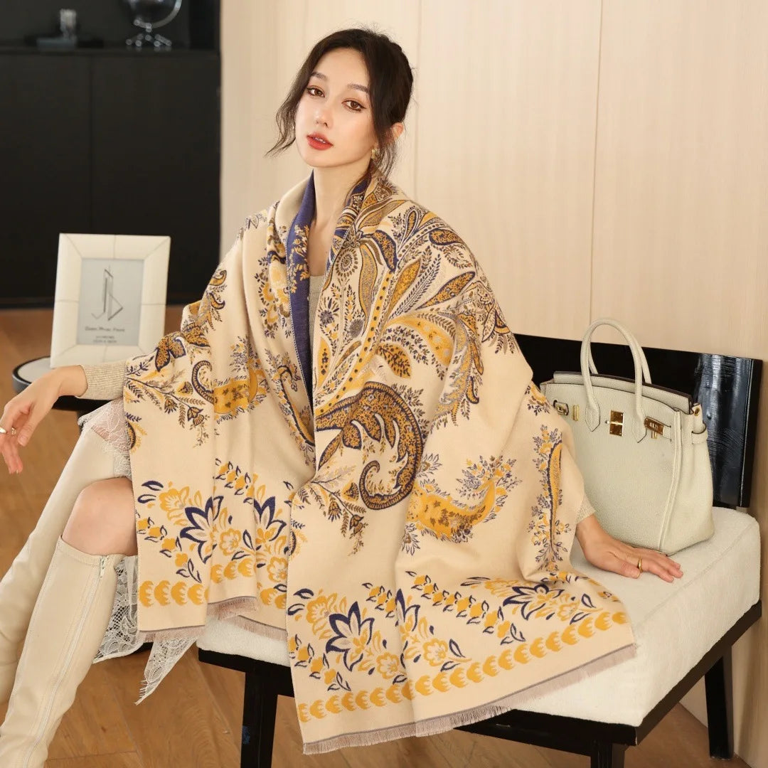 Print Cashmere Scarf Women Thick Warm Winter Blanket Brand Female Luxury Quality Shawl Wrap Bufanda 2025 Poncho Echarpe Pashmina