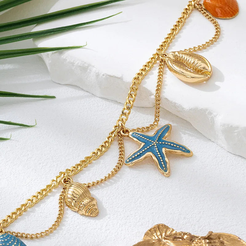 Starfish Shell Multi-layer Anklet For Women Girls Bohemian Foot Decoration Fashion Jewelry Holiday Party Gift OL DA001 - Madeinsea©