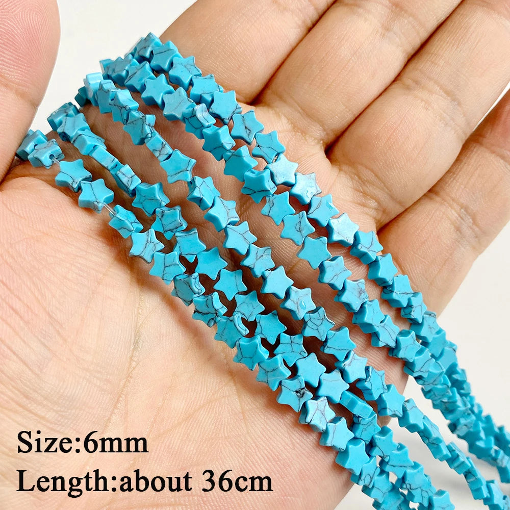 Wholesale Blue Turquoise Stone Beads Round Square Rondelle Irregular Loose Spacer Bead For Jewelry Making DIY Bracelet Necklace