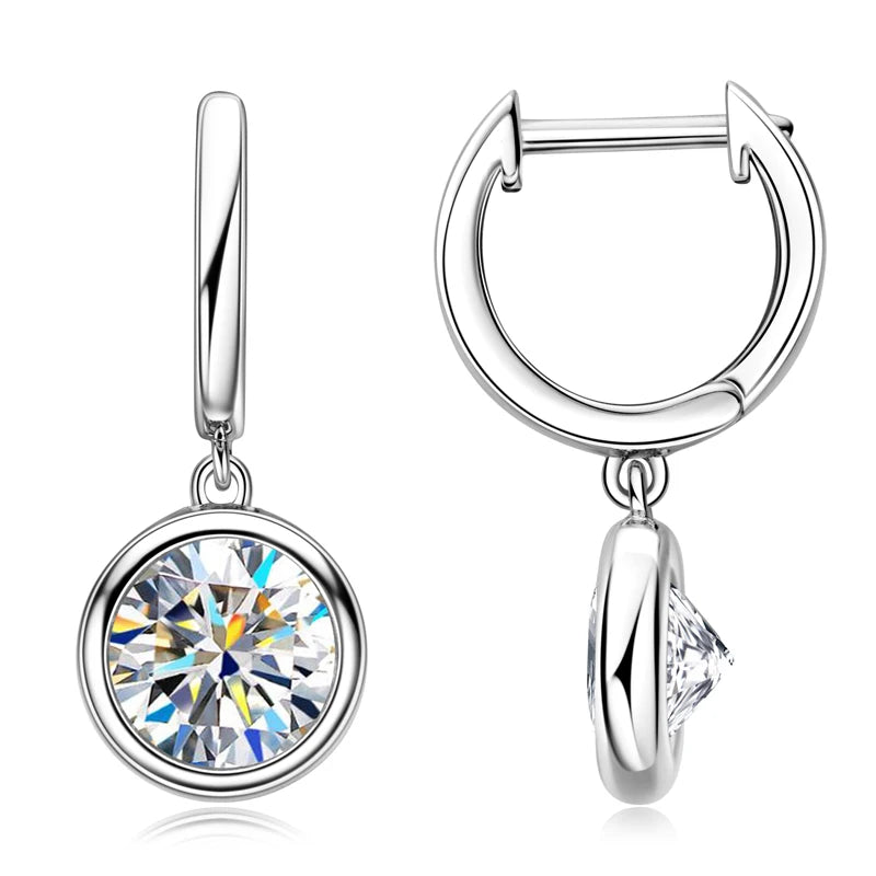 14K Gold 1-3CT Moissanite Hoop Drop Earrings 925 Sterling Silver D Color VVS1 Diamond Ladies Dating Party Fashion Jewelry Gift