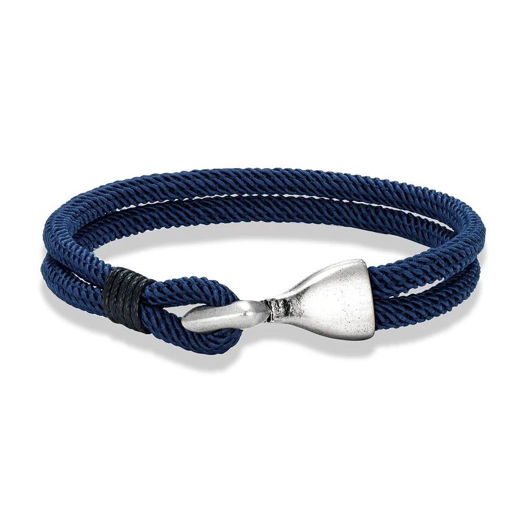 MKENDN Retro Men Anchor Hook Double Strand Rope Bracelet Wristband Fashion Nautical Rope Bracelets For Women Handmade Gifts