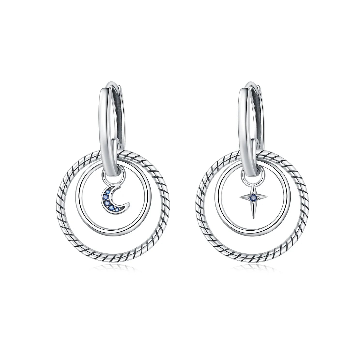 PANPOKI 925 Sterling Silver Sparkling Blue Snowflake Earrings Series Drop Earrings For Women Party Gifts Trendy Jewelry