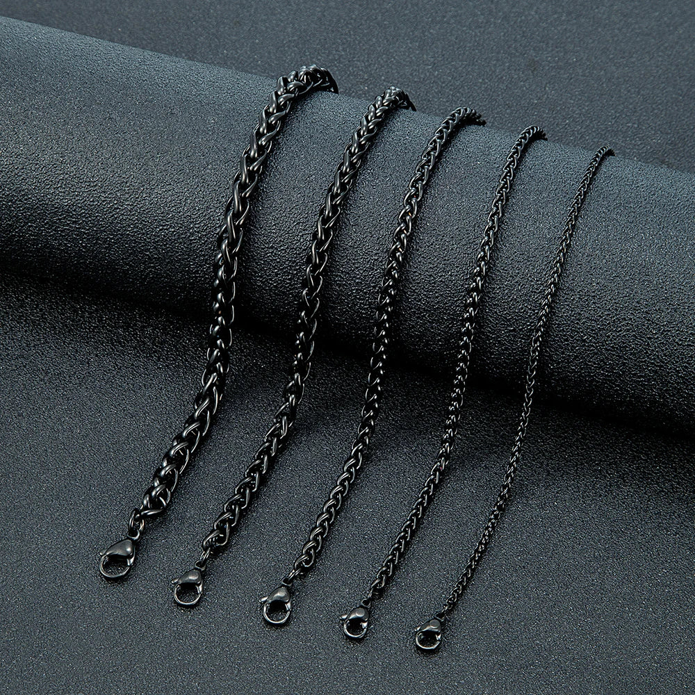 MKENDN Punk Rock Style Keel Chain Bracelet Thickness 2/3/4/5/6mm Hypoallergenic Four-Side Twist Chain For Men Women Fashion Gift