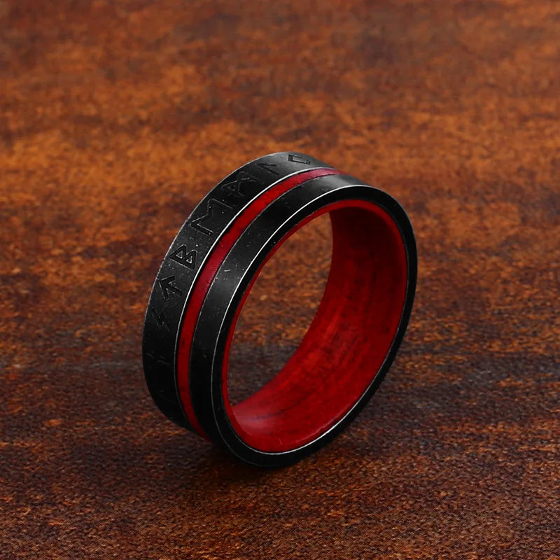 BEIER 2022 Nouveau Style Mis à Jour En Acier Inoxydable Viking Runes Rétro Punk Viking Runes Avec Anneaux En Palissandre Pour Hommes 8mm Bijoux