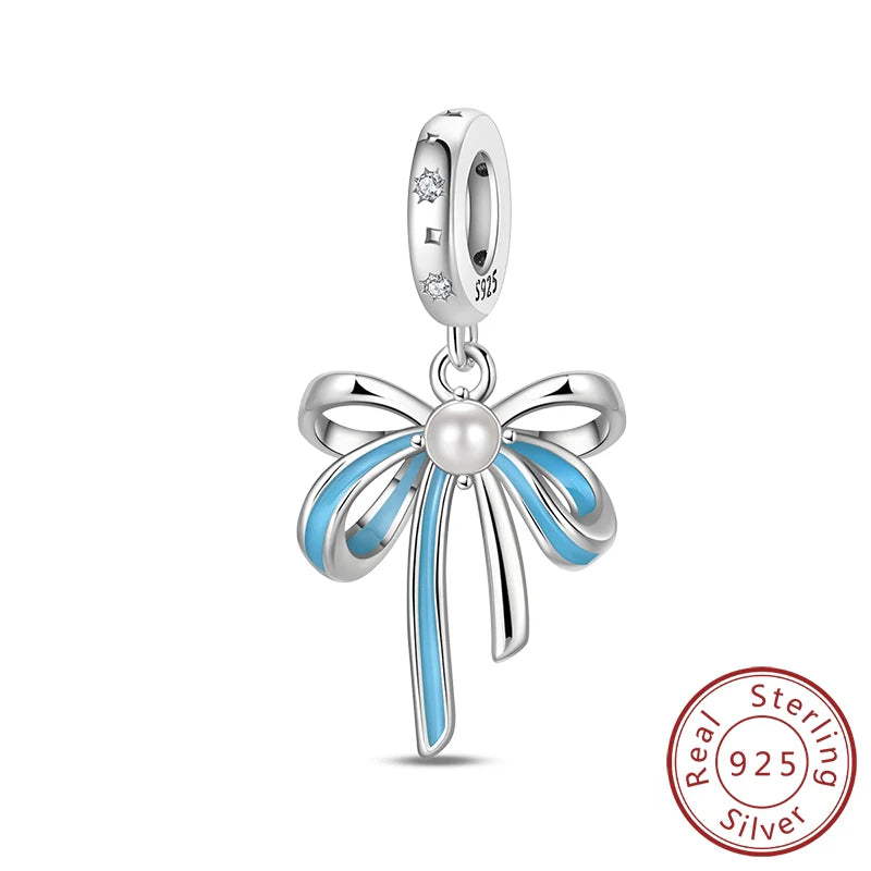 Fit Original 925 Sterling Silver Charms Beads Bows Swan Ballet Princess Pink Charms For Women Fine DIY Birthday Jewelry Gifts