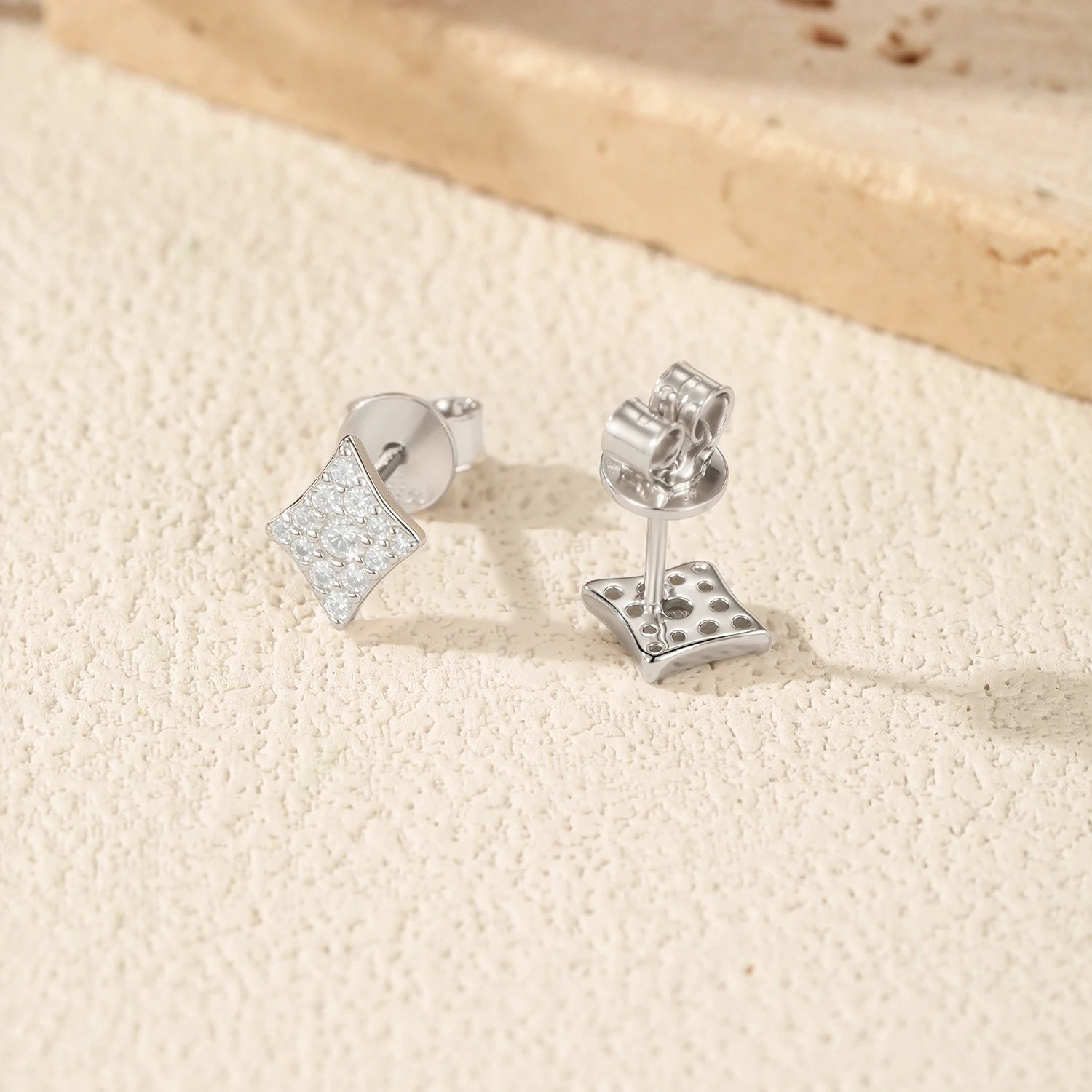 MODIAN 4 Styles Moissanite 925 Sterling Silver Ear Studs Fashion Star Heart Square Clubs Stud Earrings For Women Fine Jewelry