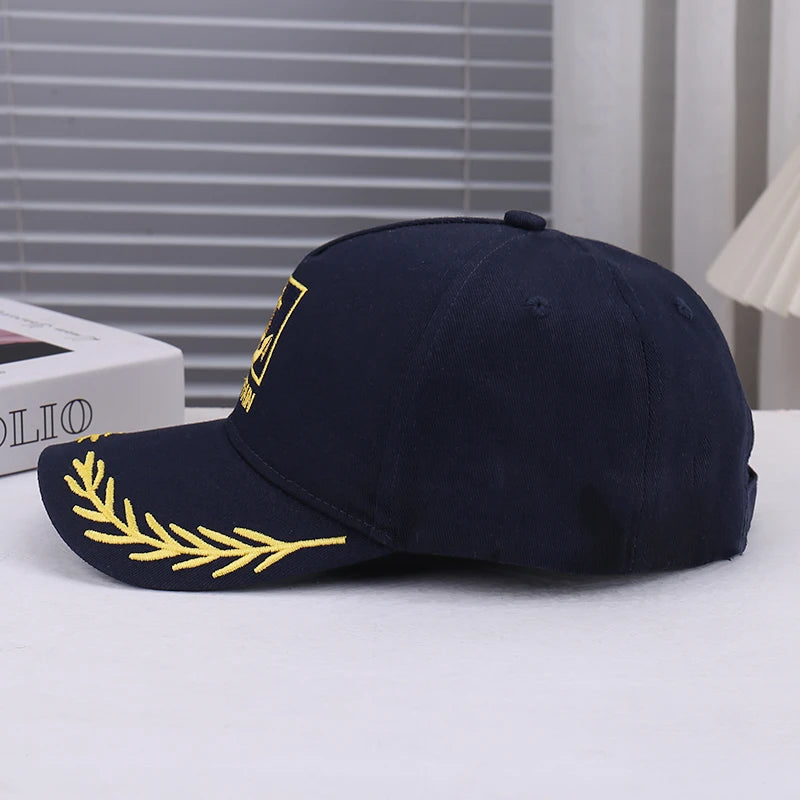 Fashionable Wheat Spike Embroidery Decorated Baseball Cap Versatile Navy Cosplay Dance Sun Protection UV-Blocking Hat